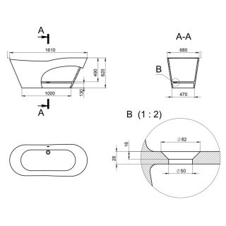 Ванна отдельностоящая Holbi Afrodita 161x68см белый/цветной матовый 1.01.005.11.2